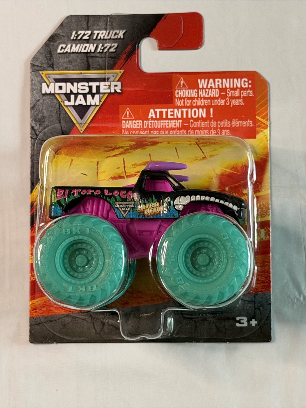 Monster Jam El Toro Loco 1:72 Truck Black Purple Teal BKT Tires Spin Master 2026